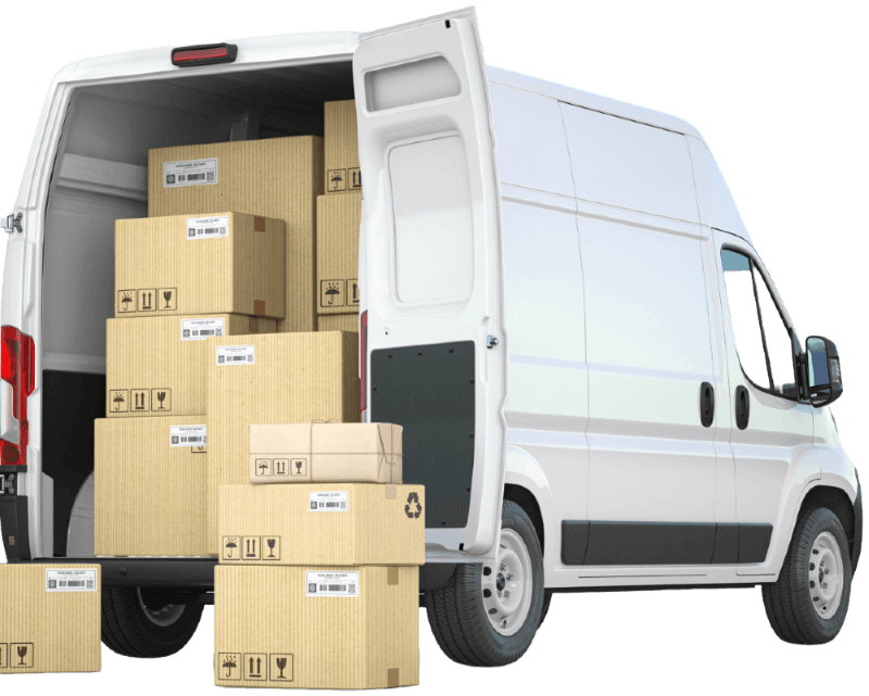 delivery van with open doors and hand truck with c 2025 03 08 03 12 48 utc remove bg